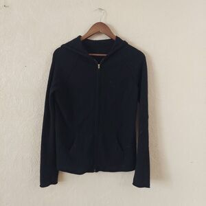 Women's Black 100% Cashmere Full Zip Hooded Sweatshirt (Estimated) Sz Small